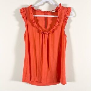 Kate Spade Womens Ruffled Orange Top Very Bright Live Colorfully Flowy Airy